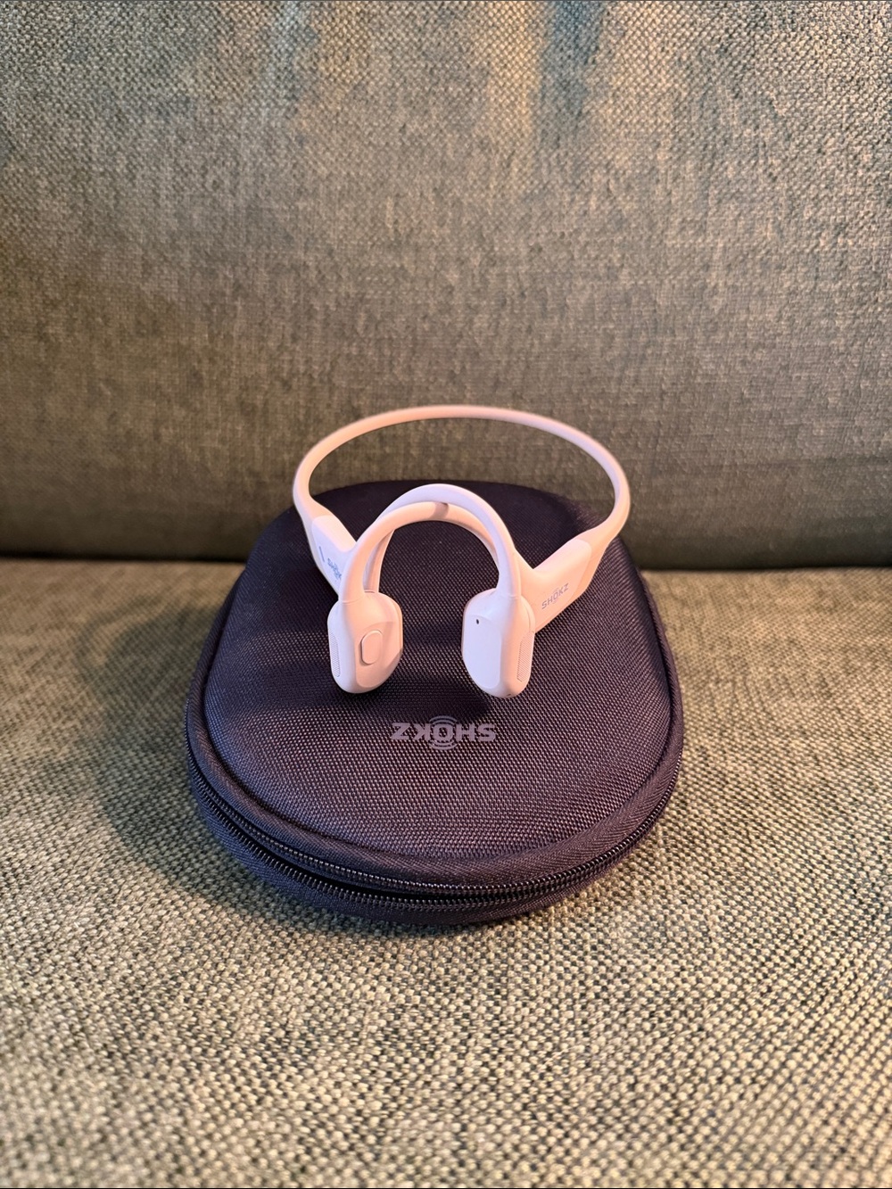 Shokz Beige Mini OpenRun Pro Open-Ear Bone Conduction Headphones by Shokz